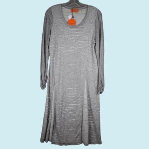 Patrizia Luca Dress Women's Medium Gray Maxi Textured Long Sleeve Double Split